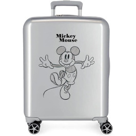 Валіза в салоні Disney 100 Mickey Joyful Happy Grey 40x55x20 см Жорстка ABS Інтегрована застібка TSA 38,4 л 2 кг 4 подвійні колеса ручна поклажа