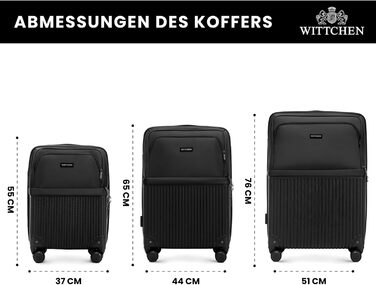 Набір валіз WITTCHEN AXIS 3 шт. | Чорний | ABS+Нейлон | Ручна поклажа M L | TSA замок, телескопічна ручка, 360° колеса