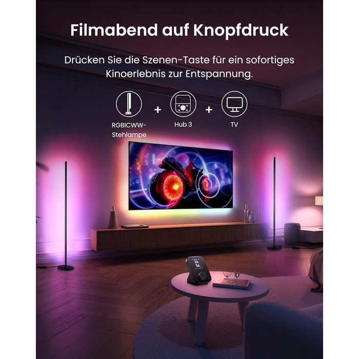 SwitchBot Matter RGBICWW Настільна лампа для вітальні та спальні, димується, з підтримкою Apple Home, Alexa, Google Home, керування через APP, музичні та сценарні режими, чорна LED лампа