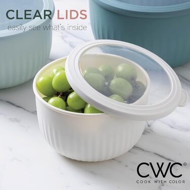 Набір мисок COOK WITH COLOR 12 шт. з кришкою, блакитно-зелений, глибокі, з можливістю складання, пластик