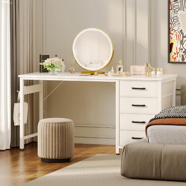 Комп'ютерний стіл ODK з 4 шухлядами 120x48x75.7 см, білий, з тримачем для навушників