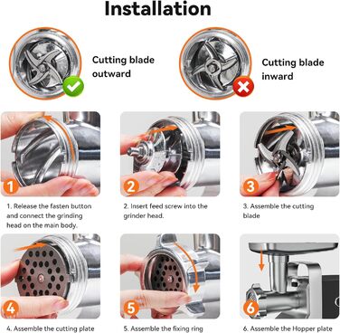 Електрична м'ясоподрібнювач Fleischwolf, мультифункціональна модель з трьома насадками для нарізки, з насадкою для ковбас та для випікання, 3 сталеві диски, чорний