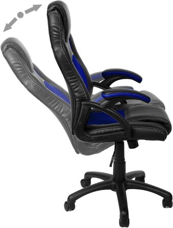 Ігровий крісло Panorama24 для геймерів та офісу, ергономічний, 9 кольорів, підйомний механізм, вантажопідйомність до 150 кг, сертифікат TÜV (Блакитний)