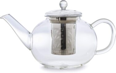 Скляний чайник Creano Glass Teapot 3 частини з вбудованим ситечком з нержавіючої сталі та скляною кришкою, ідеально підходить для приготування чаю оптом, без крапель, все в одному (1.2 л)