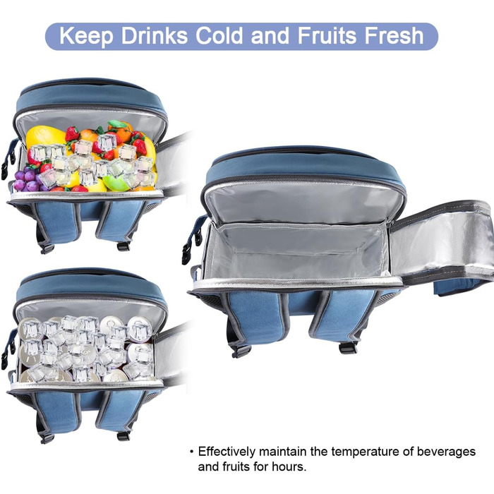 Набір для пікніка Sunflora на 4 особи з термосумкою та пледом, пікніковий кошик для кемпінгу та відпочинку на природі (синій та смугастий)