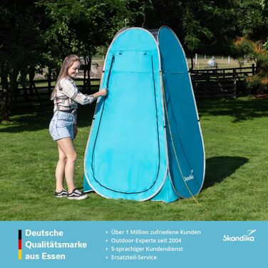 Намет для душу Skandika Camping Pop Up | Зручний намет для переодягання з висотою 210 см, сріблясте покриття, непрозорий, з окремим дном та вікном з москітною сіткою | Толетний намет