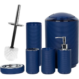 CERBIOR Набір аксесуарів для ванної кімнати, 6 шт. (мильниця, тримач для зубних щіток, стакан для щіток, мильниця) блакитний, подарунковий