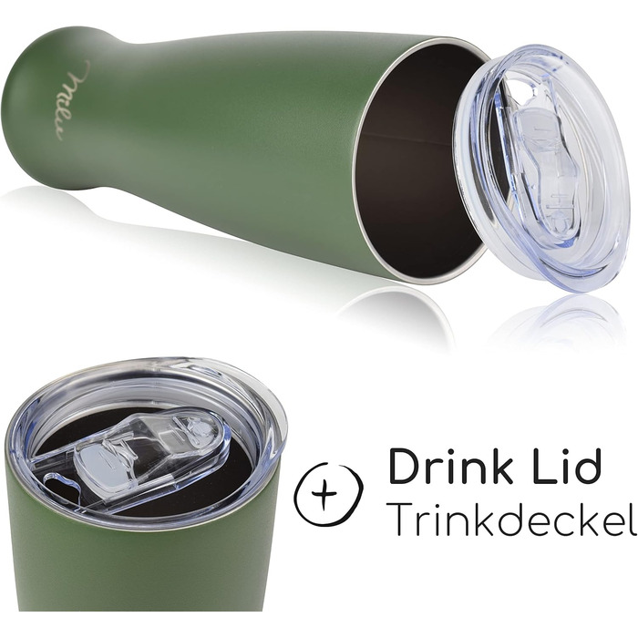 Термокухоль для пива Milu Weizenbierglas з нержавіючої сталі, 500 мл, оливково-зелений - ізольований пивний кухоль з кришкою, подарунок для чоловіків