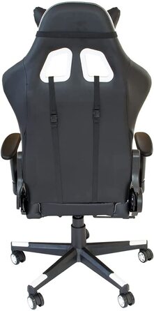 Ігрове крісло з механізмом гойдання-регульоване по висоті ігрове крісло-обертове ігрове крісло - регульовані по висоті підлокітники-чорно-білий - До 150 кг чорний / білий