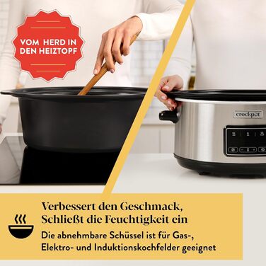 Мультиварка Crockpot Schongarer Slow Cooker 7.5 л з регулюванням часу приготування, нержавіюча сталь [CSC063X]