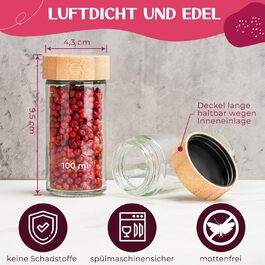 Набір баночок для спецій, 24 шт по 100 мл з етикетками та дерев'яними кришками | Набір баночок для спецій, баночки для приправ, зберігання спецій
