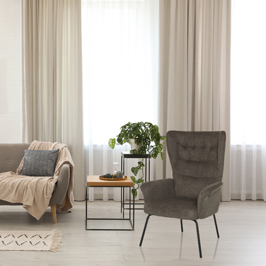 Крісло-релакс / Крісло-навушник HAVENIO, тканина темно-сіра, hjh LIVING