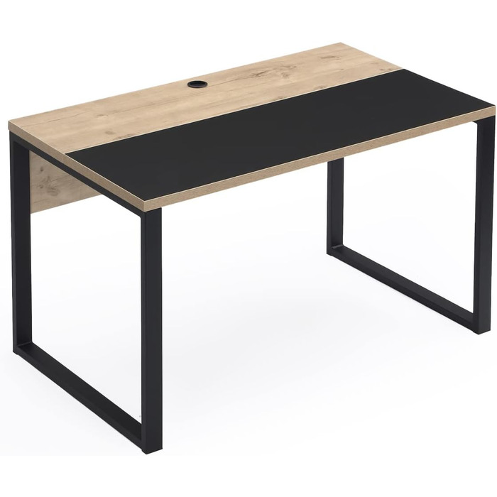 Стіл B&D Home Noel офісний стіл з кабельною каналізацією промисловий дизайн чорний пісочний дуб, 120x70 см