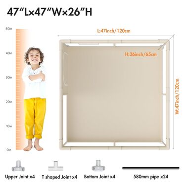 Дитячий манеж Mloong 120x120 з матрацом, дихаючою сіткою та присосками, ідеальний варіант для квартири