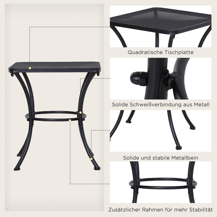 Outsunny Side Table Чорний садовий стіл 45x45x50см Металевий балконний столик Журнальний столик для патіо та саду