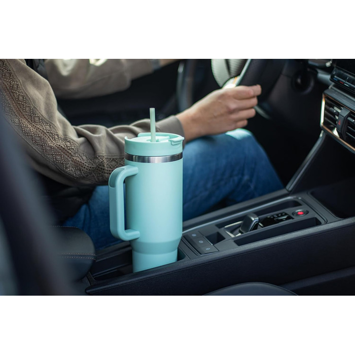 Термокружка Milu 1200 мл з трубочкою та ручкою – термокружка для подарунку жінкам та чоловікам | Подарунок на День батька, День матері, для дідуся та бабусі | Колір: Mellow Mint