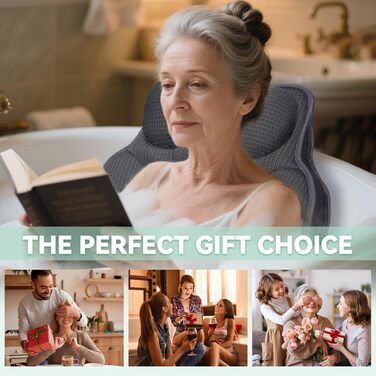 Подушка для ванни Poemland - м'яка підтримка голови та шиї, швидковисихаюча, сіра