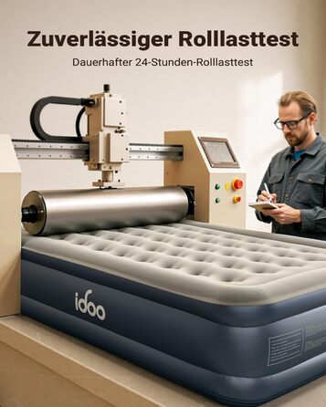 Надувний матрац iDOO самостійно надувний, 2 персони, з електричним насосом, для кемпінгу, 152x203x46 см, 295 кг, 152x203 см