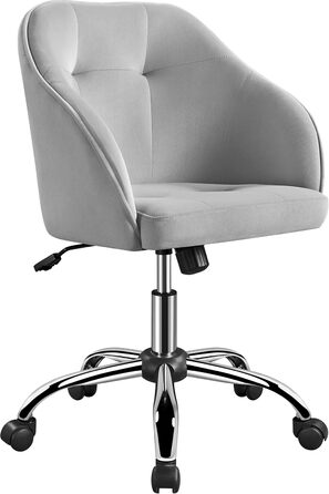 Крісло Yaheetech для дому та офісу, крісло для макіяжу, регульоване по висоті, поворотне, оксамитове, для робочого кабінету, спальні, дихаюче, на коліщатках, до 136 кг, сірий колір