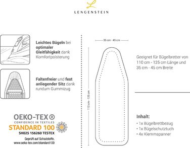 Чохол для прасувальної дошки Lengenstein зі зручною набиванням чохол для парової праски 120x40, включаючи затискачі і захисну тканину для прасувальної дошки (бірюзового кольору)