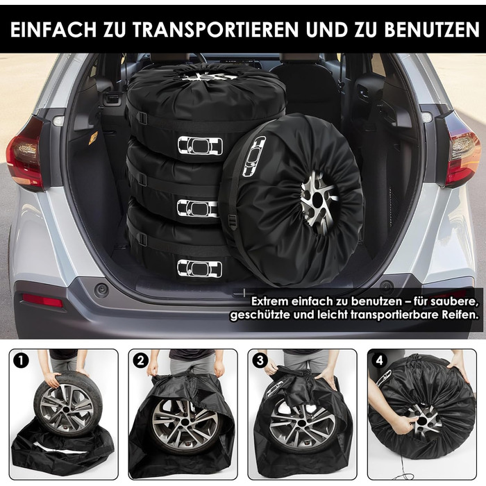 Набір чохлів для коліс 4 шт., захисні чохли для коліс 19-23 дюйми, водонепроникні, з UV-захистом, для зберігання та транспортування, червоні, розмір L (діаметр 81 см)