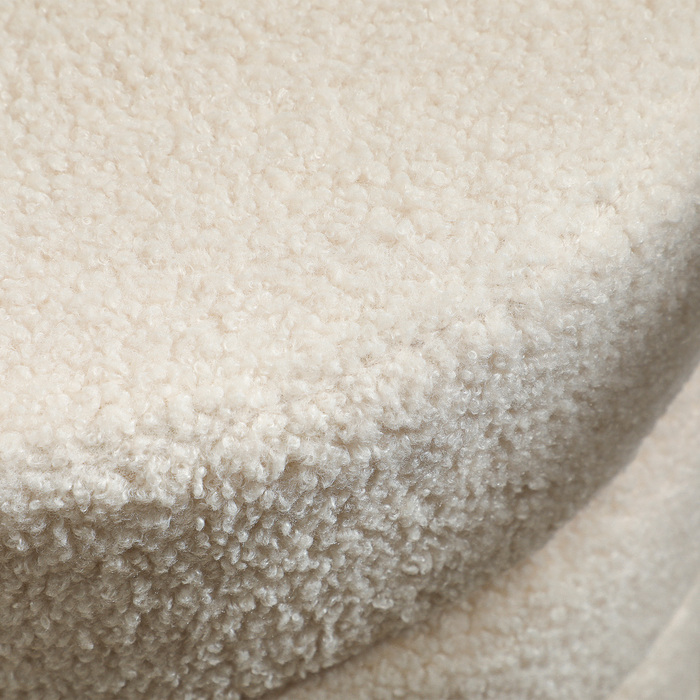 Пуф HOMCOM, круглий, з м'якою оббивкою Teddy Fleece, металевий каркас, витримує до 120 кг, діаметр 40x45 см, бежевий