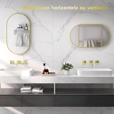 Дзеркало настінне овальне HOMCOM 40x70 см з алюмінієвим каркасом, для ванної, вітальні, спальні