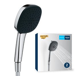 Набір душової лійки та шлангу Grohe Vitalio 110, хром, 1,5м, 14 л/хв, 2 струмені
