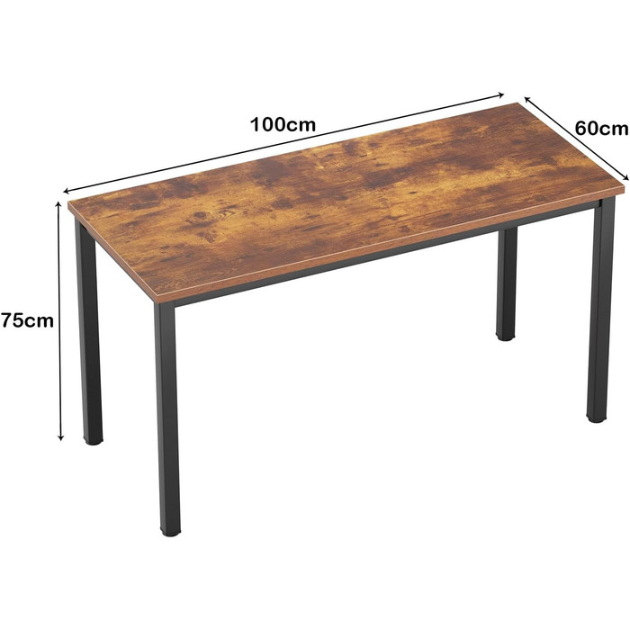 Стіл письмовий SogesHome 120x60x75 см, комп'ютерний, для офісу та дому, чорний, ретро стиль