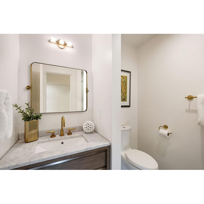 Дзеркало для ванної кімнати MOON MIRROR, прямокутне, з металевим каркасом, 50,8 x 71,1 см, чорне (щітковане золото, 55.9 x 85.7 см)