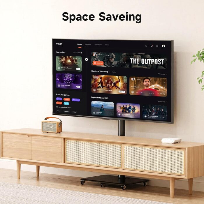 Підставка для телевізора на колесах, регульована по висоті, для екранів 42-70 дюймів, до 40 кг, VESA 600x400 мм