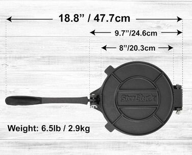 Пресс для тортильї StarBlue з чавуну, 10 дюймів (25 см), 100 шт. паперу для випікання, електронна книга з рецептами, для приготування чіпаті, роті, тортильї