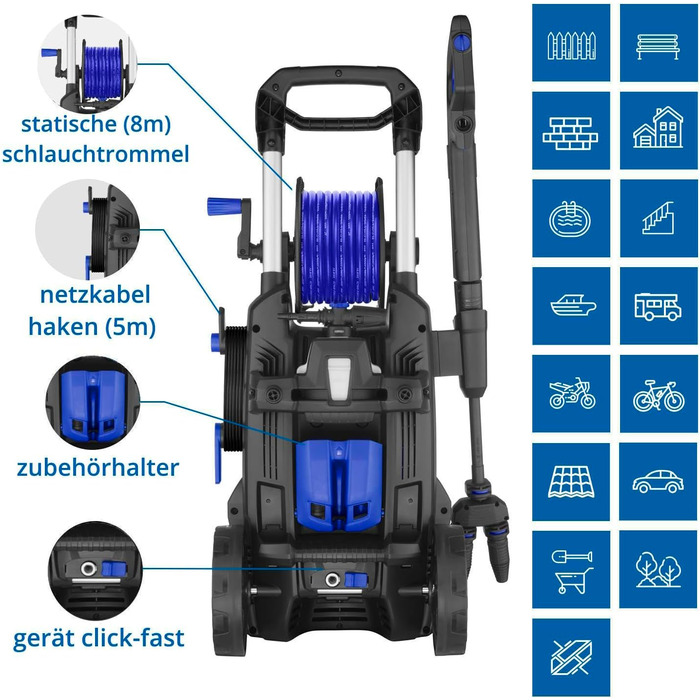AR Blue Clean високонапірний мийник e-4 TWINFLOW D з Dualtech System та Power Brush (2500 Вт, 150 бар, 810 л/год) + мийка для поверхні 150 бар