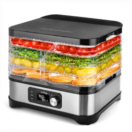 Електричний дегідратор Lehmann для сушіння продуктів з нержавіючої сталі, 450W, 5 рівнів, регулювання температури 35-70°C, для фруктів, грибів, м'яса, трав, без BPA