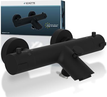 Змішувач для ванни Schütte London з термостатом, захист від опіків 38°C, хромований (чорний)