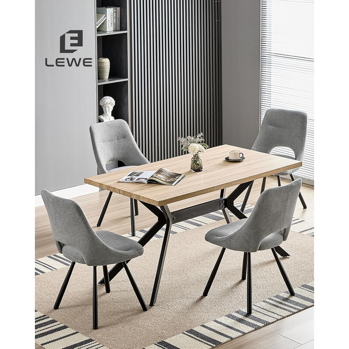 LEWE Комплект з 6 обертових стільців для їдальні, кухонних, вітальні та спальні, ергономічні, без підлокітників, з тканини кашемір (сірий)