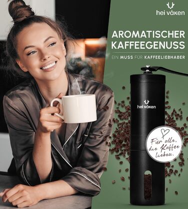 Ручна кавомолка з конічним жорнами - регульований ступінь помелу - кавомолка з нержавіючої сталі для дому та в дорогу