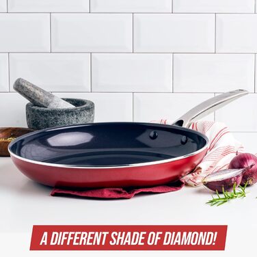 Керамічна сковорода з антипригарним покриттям Blue Diamond, 25,4 см, без PFAS, можна мити в посудомийній машині, можна використовувати в духовці