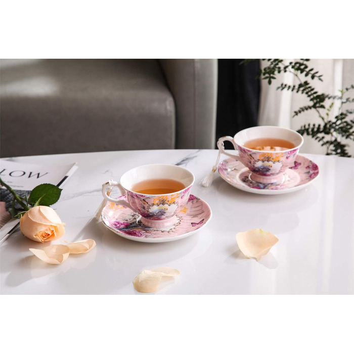 Набір чашок та блюдець London Boutique, Шеті Шик, Вінтаж, порцелан з квітковим малюнком, 2 набори в подарунковій коробці, кераміка (Cuckoo)