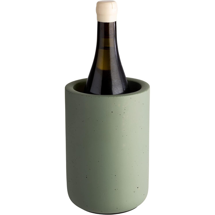 Охолоджувач для пляшок APS ELEMENT з бетону - з зручною для меблів нижньою стороною - для пляшок 0,7-1,5 л - Ø 12/10 см, висота 19 см, чорний (бетон зелений, гладкий, одинарний)
