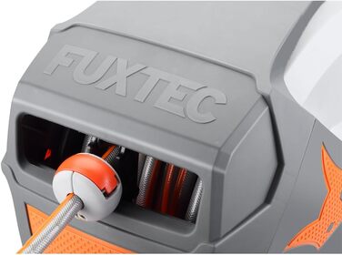 Автоматичний шланг для саду Fuxtec FX-WSA30 – 30 метрів, ½ дюйма, з роликом для стіни, включаючи ручну лійку та з'єднувачі, поворотний на 180°, оранжевий