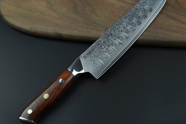 SCHNEIDWERK Santoku ніж з дамаської сталі, кухонний ніж 17.6 см, 67 шарів нержавіючої сталі, кухонний ніж з дамаської сталі, дуже гострий, DI-серія