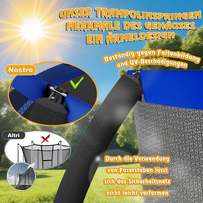 Батут Devoko вуличний з сіткою та кільцем для баскетболу, до 150 кг, Ø 305 см - для дітей та дорослих, блакитний