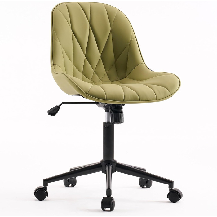 Офісне крісло YOUTASTE з принтом листя, ергономічне, регульоване по висоті з функцією гойдання, без підлокітників, шкіряне для дому та офісу (Авокадо)