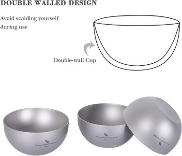 Маленька титанова чашка з подвійними стінками Легка чашка для еспресо Міні-чашка для вина Чашка для саке Багаторазовий кемпінг на відкритому повітрі Подорожі Міцний посуд для пиття Портативний посуд 2шт/набір Ti3089D (3шт)