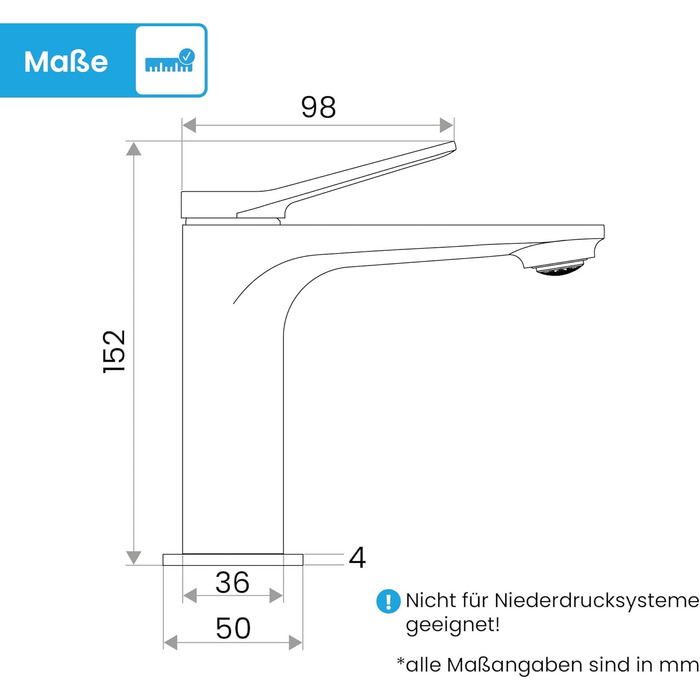 Змішувач для умивальника Bächlein Aldeya чорний матовий, з монтажним комплектом, для накладних умивальників