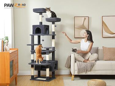 См, Cat Trees, 2 сідала, подвійні кабіни, кошик, темно-сірий, 184