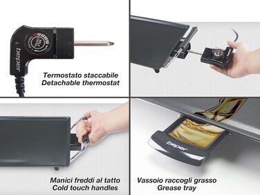 Електрогриль BEPER 90.871 з кришкою зі скла, антипригарна поверхня, нержавіюча сталь, чорний (1800 Вт)