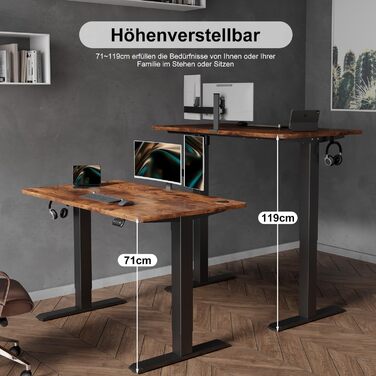 Електричний регульований стіл Devoko: ергономічний стіл для роботи та відпочинку (180 x 80 см, білий)