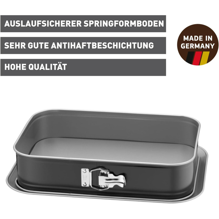 Форма для випічки Kaiser Inspiration прямокутна 36 x 24 см з кришкою, антипригарне покриття, для тірамісу, з плоскою основою, витікає, легко закривається